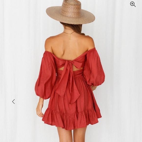 Hello Molly Off-Shoulder Rust Mini Dress This is Espionage Dress Rose - Picture 4 of 13